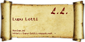 Lupu Lotti névjegykártya